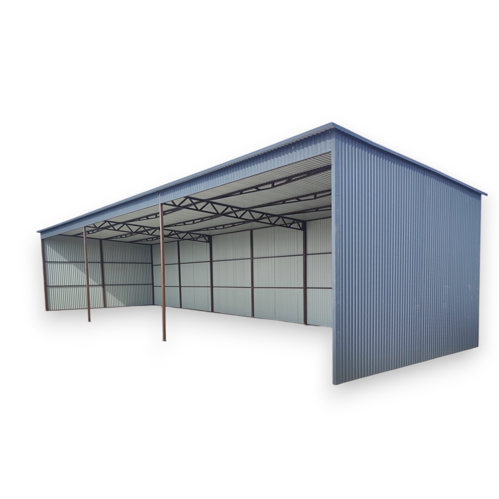 Wiata garażowa z blachy trapezowej 15x6